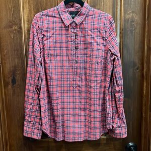 J. Crew 12 Tall Cotton Red Plaid Long-Sleeved Button-up Shirt